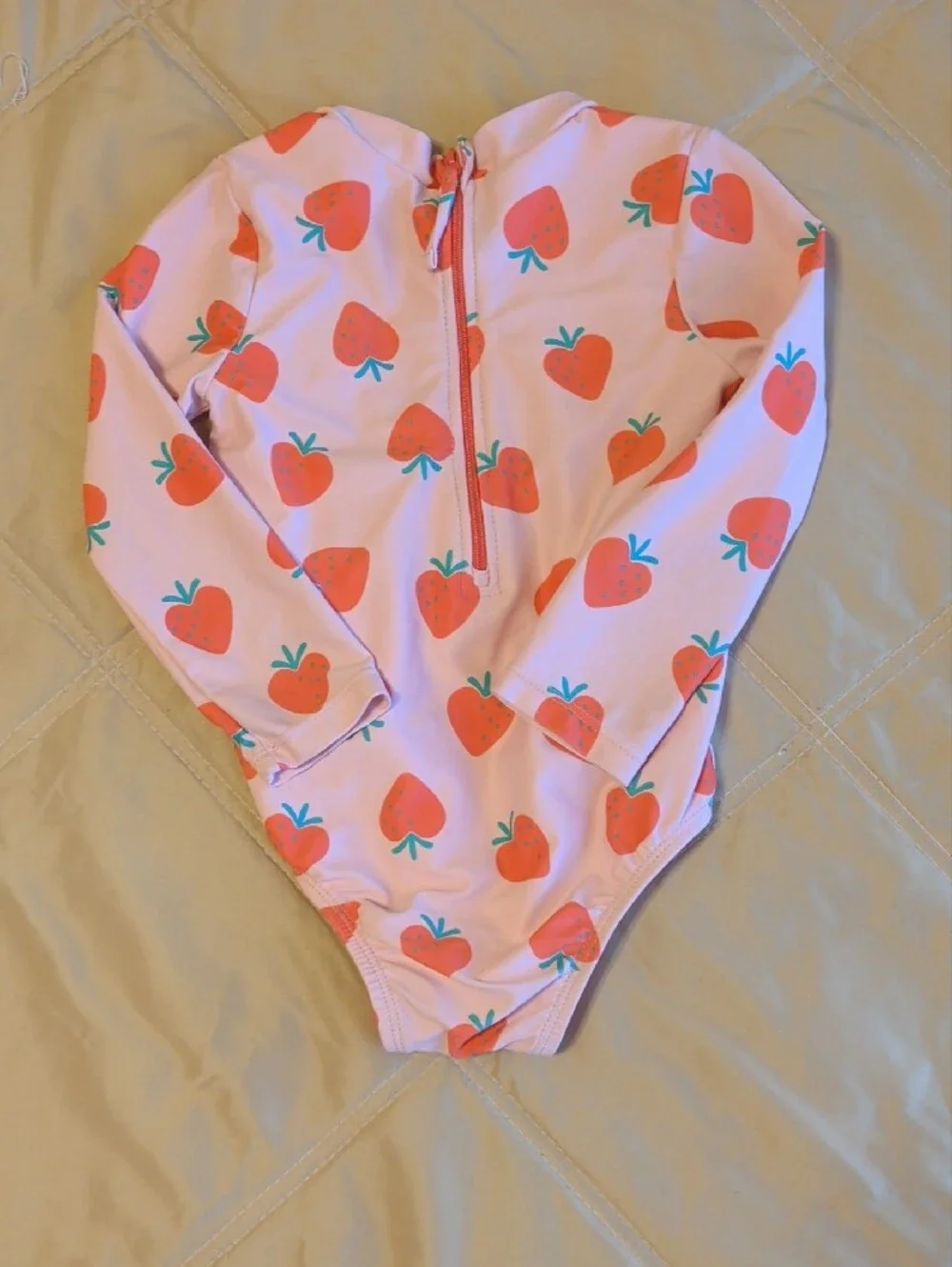 Tucker + Tate Pink Strawberry Ruffle Long-Sleeve One-Piece 18 Months